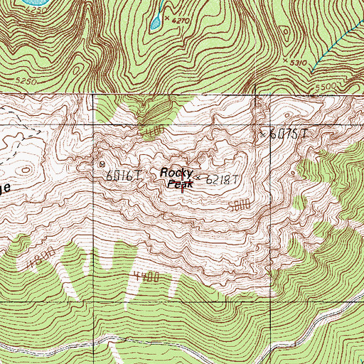 Topographic Map of Rocky Peak, WA