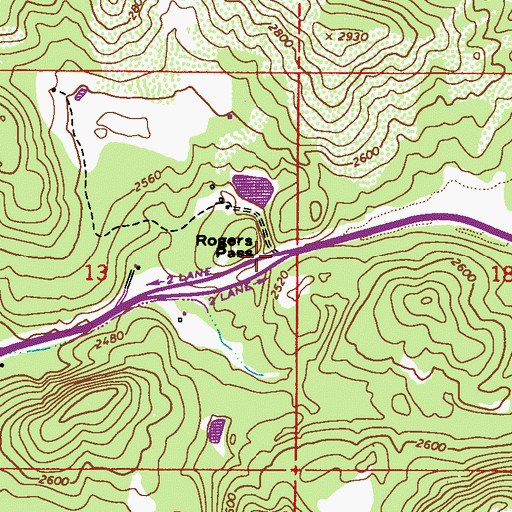 Topographic Map of Rogers Pass, WA