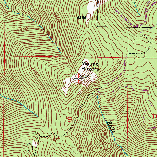 Topographic Map of Mount Rogers, WA