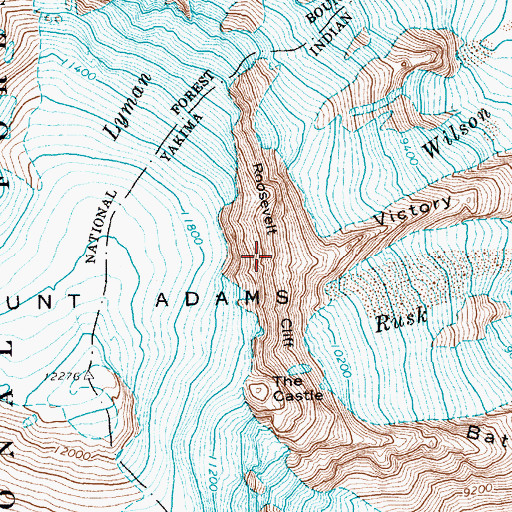 Topographic Map of Roosevelt Cliff, WA