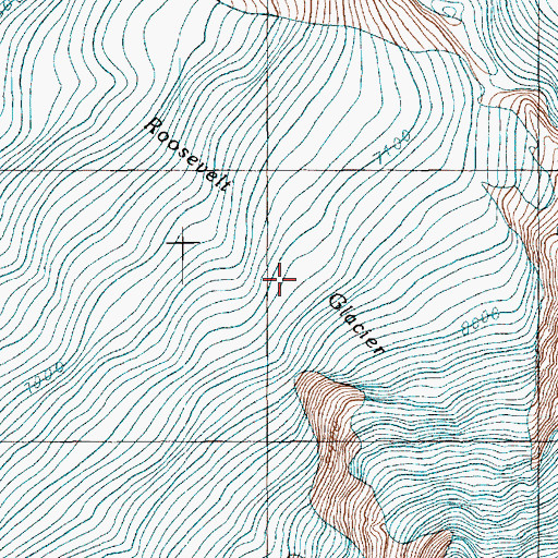 Topographic Map of Roosevelt Glacier, WA