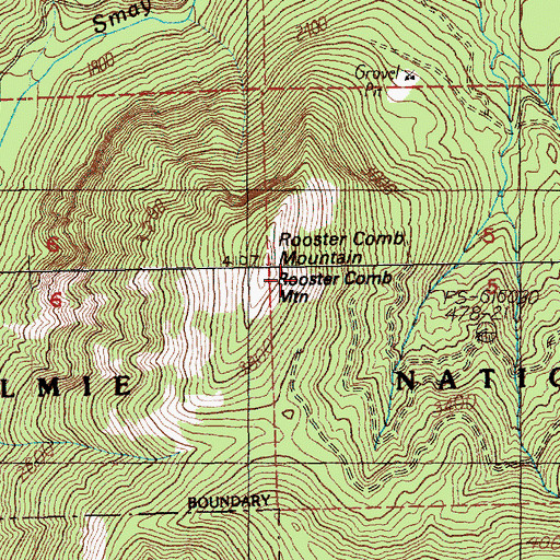 Topographic Map of Rooster Comb Mountain, WA