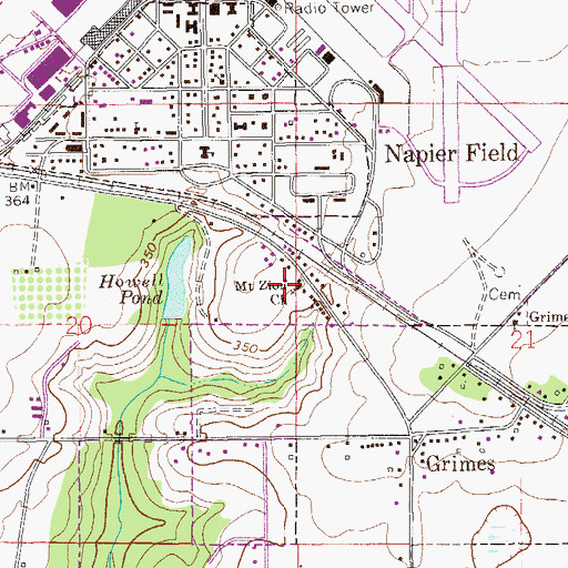 Topographic Map of Mount Zion Assembly of God Church, AL