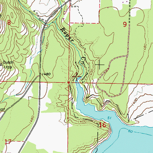 Topographic Map of Roper Creek, WA