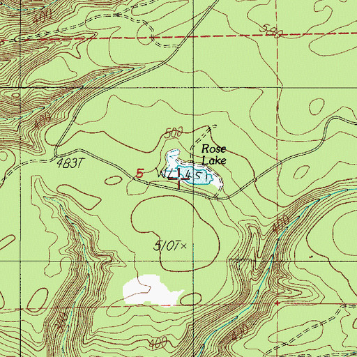 Topographic Map of Rose Lake, WA
