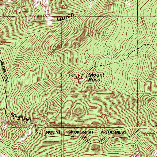 Topographic Map of Mount Rose, WA
