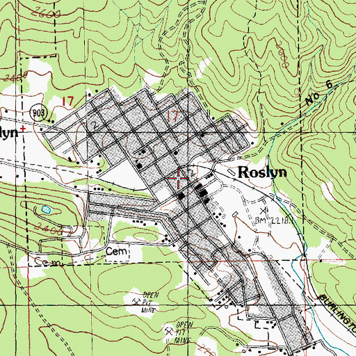 Topographic Map of Roslyn, WA