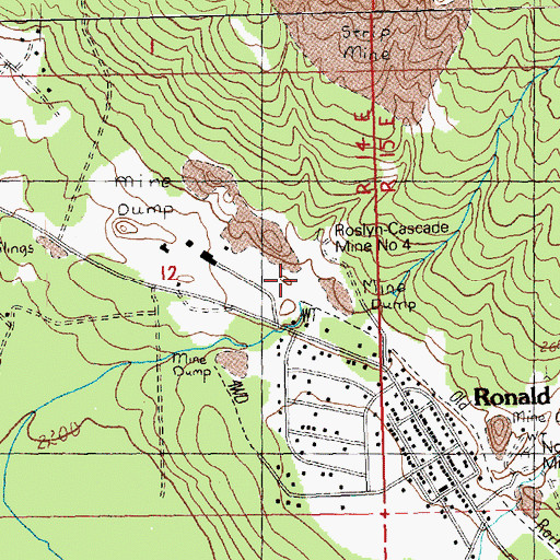 Topographic Map of Roslyn Cascade Mine 4, WA