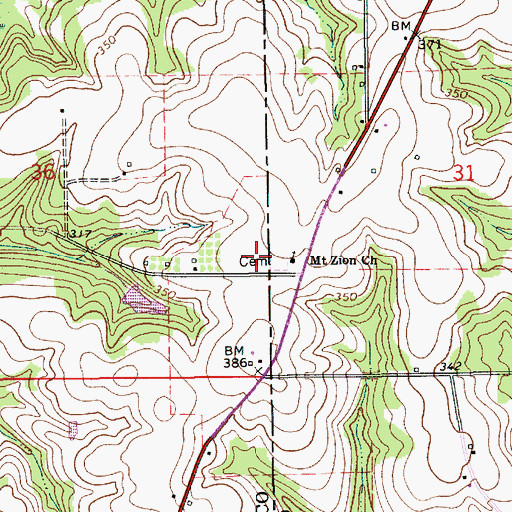 Topographic Map of Mount Zion Methodist Church, AL