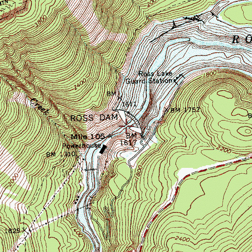 Topographic Map of Ross Dam, WA