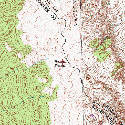 Topographic Map of Ross Pass, WA