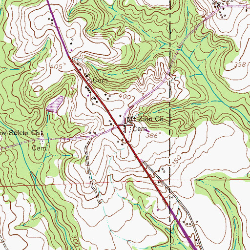 Topographic Map of Mount Zion Baptist Church, AL