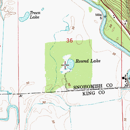 Topographic Map of Round Lake, WA