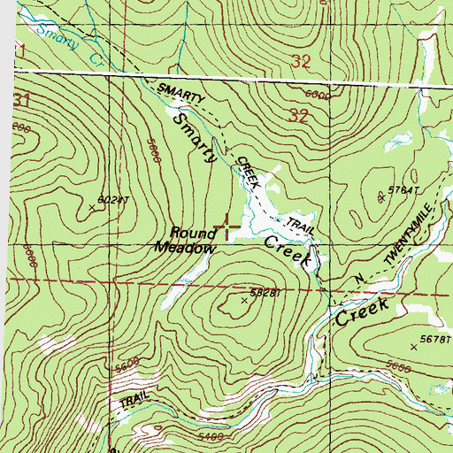 Topographic Map of Round Meadow, WA