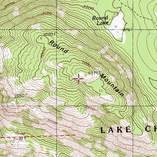 Topographic Map of Round Mountain, WA