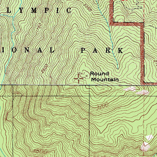 Topographic Map of Round Mountain, WA