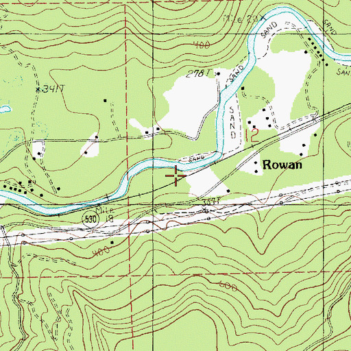 Topographic Map of Rowan, WA