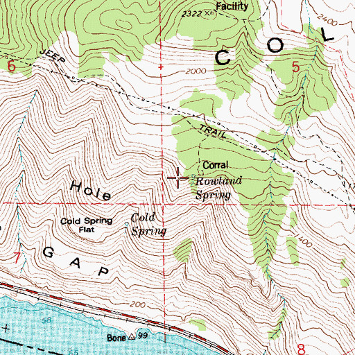 Topographic Map of Rowland Spring, WA