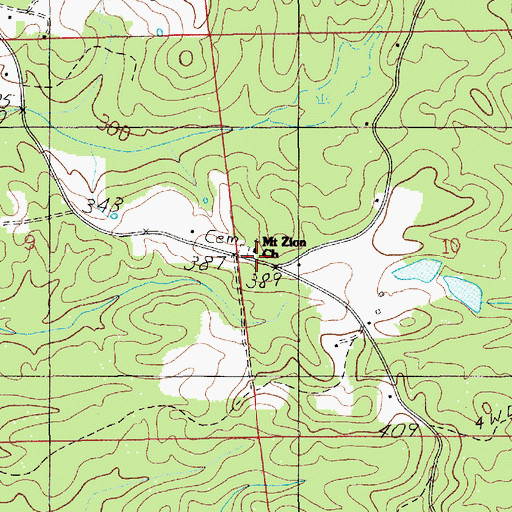 Topographic Map of Mount Zion Church, AL
