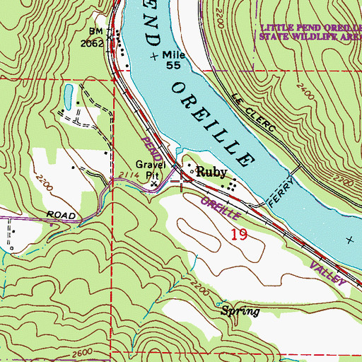 Topographic Map of Ruby, WA
