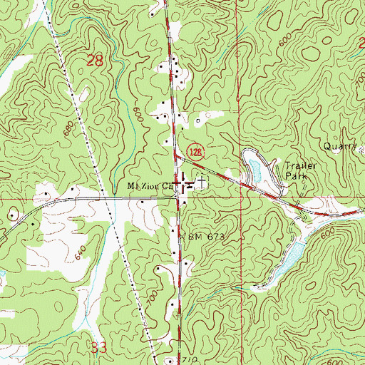 Topographic Map of Mount Zion Baptist Church, AL