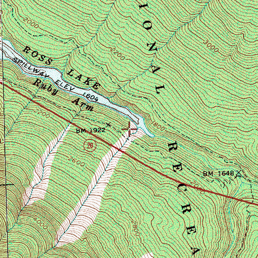 Topographic Map of Ruby Creek, WA