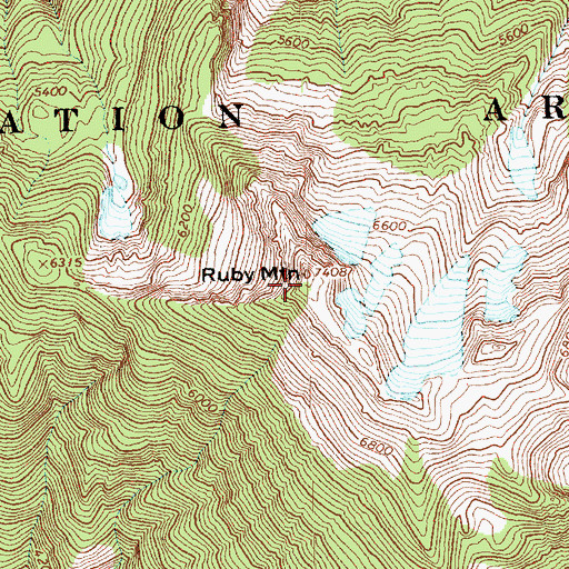 Topographic Map of Ruby Mountain, WA