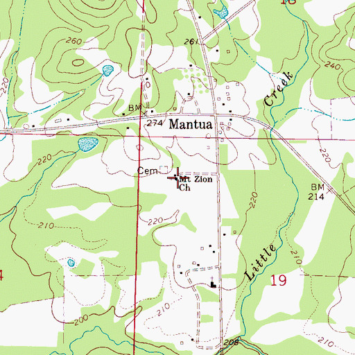 Topographic Map of Mount Zion Church, AL