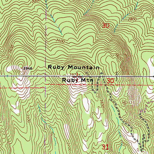 Topographic Map of Ruby Mountain, WA
