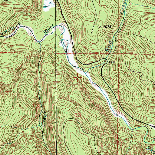 Topographic Map of Run Creek, WA