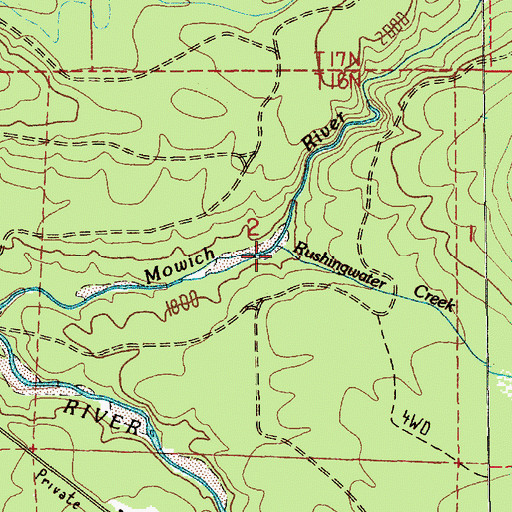 Topographic Map of Rushingwater Creek, WA