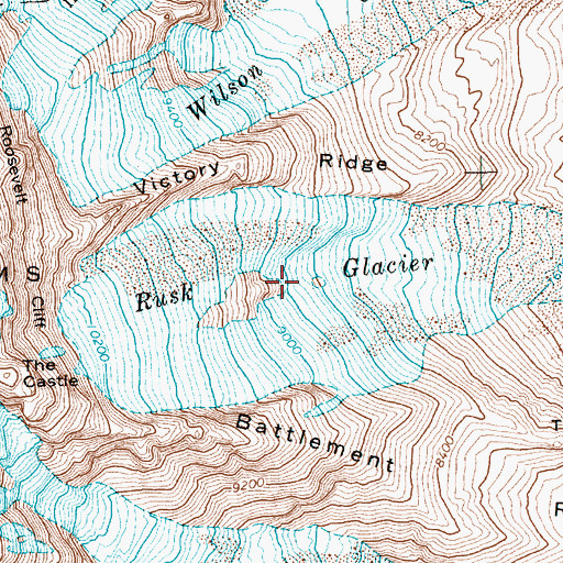 Topographic Map of Rusk Glacier, WA