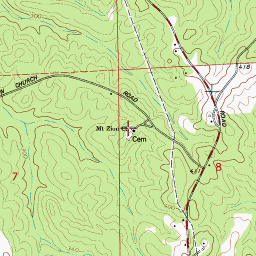 Topographic Map of Mount Zion Freewill Baptist Church, AL