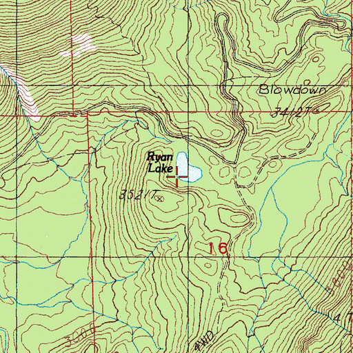 Topographic Map of Ryan Lake, WA
