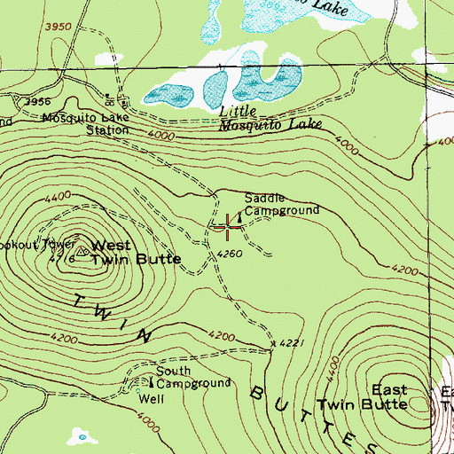 Topographic Map of Saddle Campground, WA