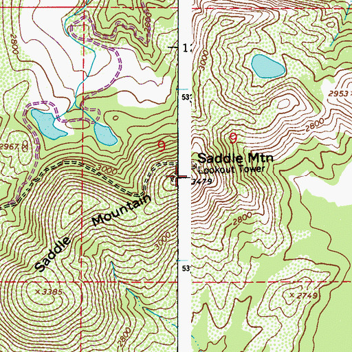 Topographic Map of Saddle Mountain, WA