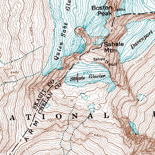 Topographic Map of Sahale Glacier, WA