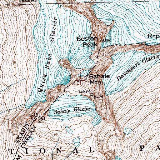 Topographic Map of Sahale Mountain, WA