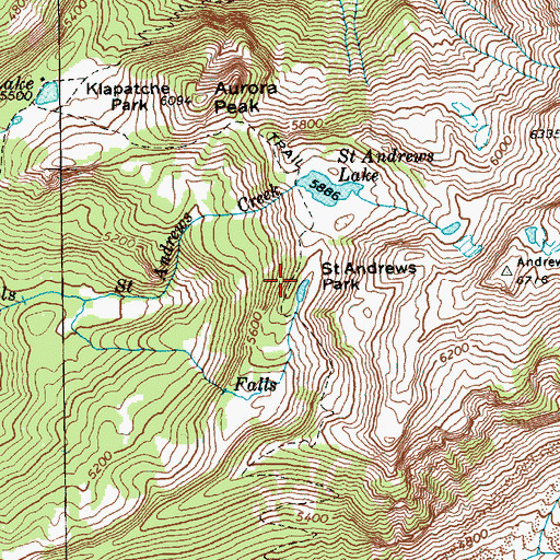 Topographic Map of Saint Andrews Park, WA