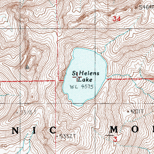Topographic Map of Saint Helens Lake, WA