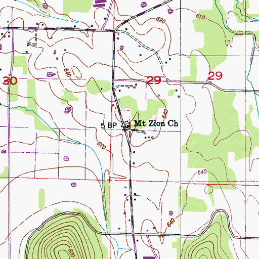Topographic Map of Mount Zion Baptist Church, AL