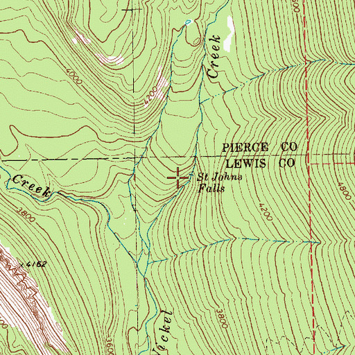 Topographic Map of Saint Johns Falls, WA