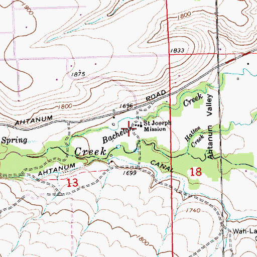 Topographic Map of Saint Joseph Mission, WA