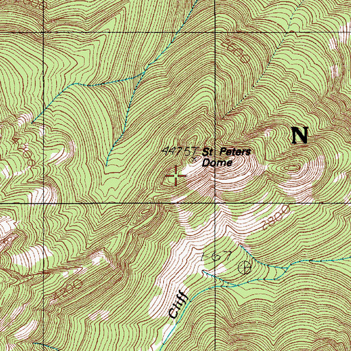 Topographic Map of Saint Peters Dome, WA