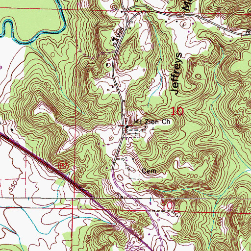 Topographic Map of Mount Zion Church, AL