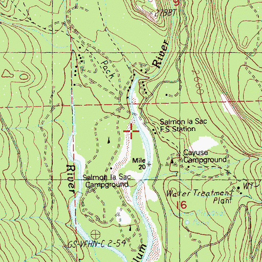Topographic Map of Salmon la Sac Forest Service Station, WA