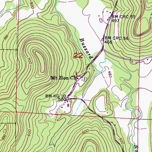Topographic Map of Mount Zion Methodist Church, AL