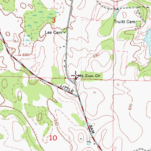 Topographic Map of Mount Zion Missionary Baptist Church, AL
