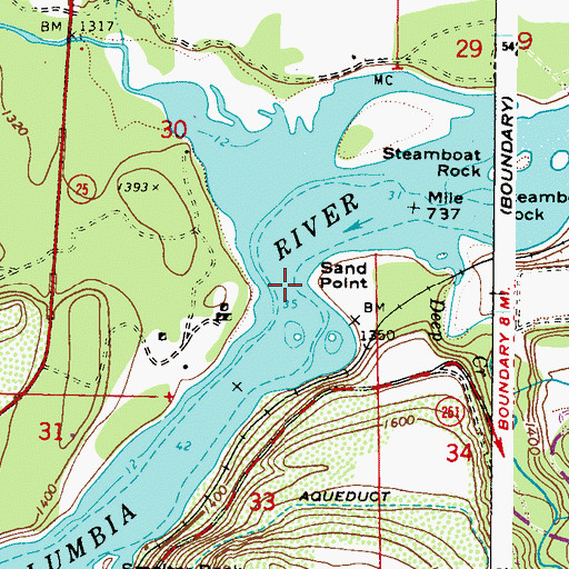 Topographic Map of Sand Point, WA