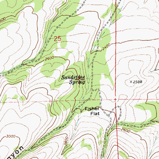Topographic Map of Sandstone Spring, WA